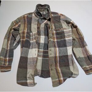 Vintage Schooners Patchwork Plaid Flannel Shirt Womens Medium Cotton Multi Color